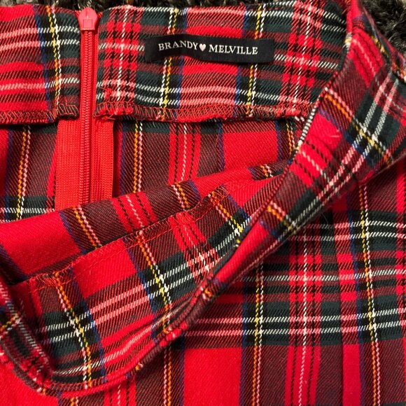 Red plaid Brandy Melville high waisted skirt - Picture 2 of 2
